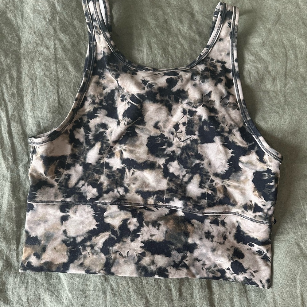 Lululemon Tie-Dye Scoop Neck Crop Tank Top - Black, Green & Cream